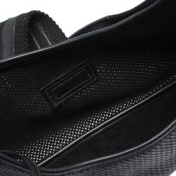 Pre Owned Gucci Black Perforated Leather and Canvas Vintage Jackie Shoulder Bag