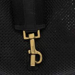 Pre Owned Gucci Black Perforated Leather and Canvas Vintage Jackie Shoulder Bag
