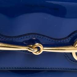 مملوكة مسبقًا محفظة غوتشي كونتينتال هورسبيت جلد لامع أزرق