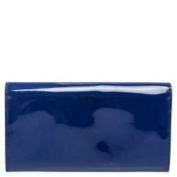 مملوكة مسبقًا محفظة غوتشي كونتينتال هورسبيت جلد لامع أزرق