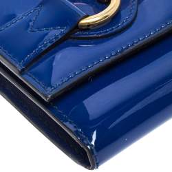 مملوكة مسبقًا محفظة غوتشي كونتينتال هورسبيت جلد لامع أزرق