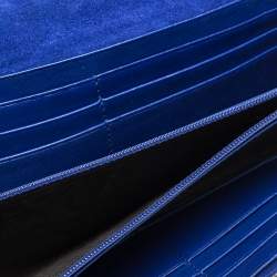 مملوكة مسبقًا محفظة غوتشي كونتينتال هورسبيت جلد لامع أزرق