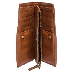 Gucci Beige/Orange GG Canvas and Leather Studded Continental Wallet