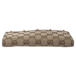 Gucci Beige/Orange GG Canvas and Leather Studded Continental Wallet