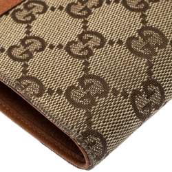 Gucci Beige/Orange GG Canvas and Leather Studded Continental Wallet