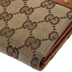Gucci Beige/Orange GG Canvas and Leather Studded Continental Wallet