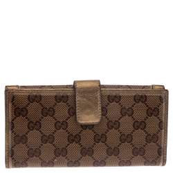 Gucci Beige/Metallic GG Crystal Canvas and Leather Heart Bifold Continental Wallet