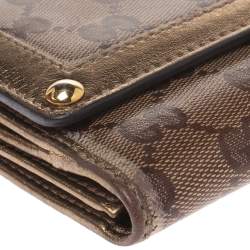 Gucci Beige/Metallic GG Crystal Canvas and Leather Heart Bifold Continental Wallet