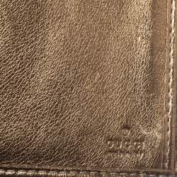 Gucci Beige/Metallic GG Crystal Canvas and Leather Heart Bifold Continental Wallet