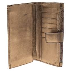 Gucci Beige/Metallic GG Crystal Canvas and Leather Heart Bifold Continental Wallet