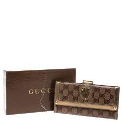 Gucci Beige/Metallic GG Crystal Canvas and Leather Heart Bifold Continental Wallet