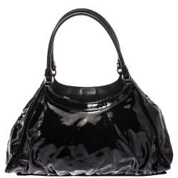 مملوكة مسبقًا Gucci Black Patent Leather Large D Ring Hobo