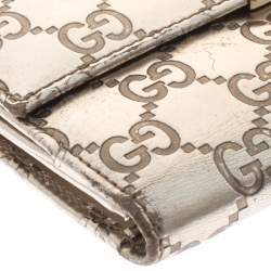 Pre Owned Gucci Metallic Gold Guccissima Leather Flap Continental Wallet