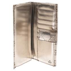Pre Owned Gucci Metallic Gold Guccissima Leather Flap Continental Wallet