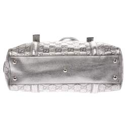 Gucci Metallic Silver Guccissima Leather Britt Boston Bag