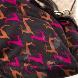 Pre Owned حقيبة غوتشي مينك إندي جلد وكانفاس بيج /بني ميتاليك