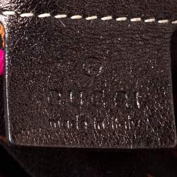 Pre Owned حقيبة غوتشي مينك إندي جلد وكانفاس بيج /بني ميتاليك