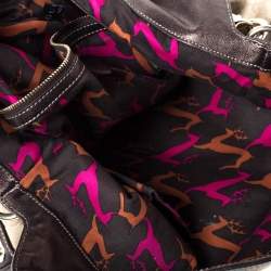 Pre Owned حقيبة غوتشي مينك إندي جلد وكانفاس بيج /بني ميتاليك