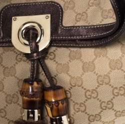 Pre Owned حقيبة غوتشي مينك إندي جلد وكانفاس بيج /بني ميتاليك