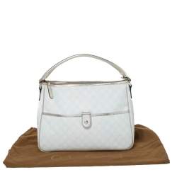 Pre Owned Gucci White/Gold GG Supreme Canvas and Patent Leather Plus Joy Hobo