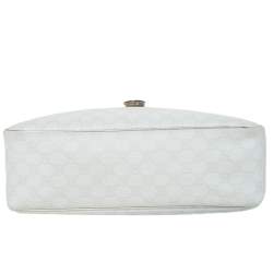 Pre Owned Gucci White/Gold GG Supreme Canvas and Patent Leather Plus Joy Hobo