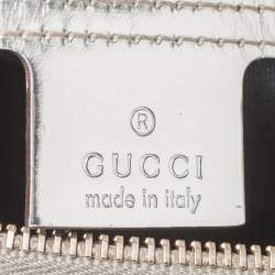 Pre Owned Gucci White/Gold GG Supreme Canvas and Patent Leather Plus Joy Hobo