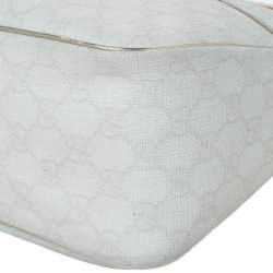 Pre Owned Gucci White/Gold GG Supreme Canvas and Patent Leather Plus Joy Hobo