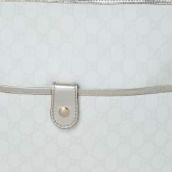 Pre Owned Gucci White/Gold GG Supreme Canvas and Patent Leather Plus Joy Hobo