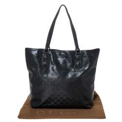 Pre Owned Gucci Black GG Imprime Coated Canvas Metal Stud Tote