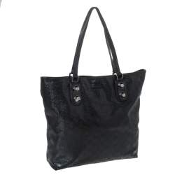 Pre Owned Gucci Black GG Imprime Coated Canvas Metal Stud Tote
