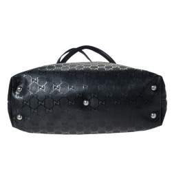 Pre Owned Gucci Black GG Imprime Coated Canvas Metal Stud Tote
