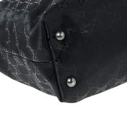 Pre Owned Gucci Black GG Imprime Coated Canvas Metal Stud Tote