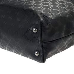 Pre Owned Gucci Black GG Imprime Coated Canvas Metal Stud Tote