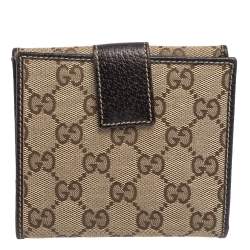 Gucci Beige/Brown GG Canvas Mayfair Bow Flap Compact Wallet 