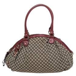 Pre Owned حقيبة غوتشي سوكي كانفاس أحمر/ بيج