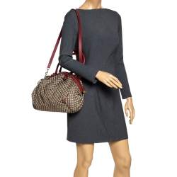 Pre Owned حقيبة غوتشي سوكي كانفاس أحمر/ بيج