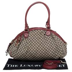 Pre Owned حقيبة غوتشي سوكي كانفاس أحمر/ بيج