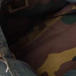 Pre Owned Fendi Blue Denim and Python Mama Baguette Bag