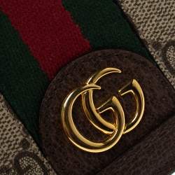 Gucci Brown GG Supreme Canvas and Leather Web Ophidia Card Case Wallet