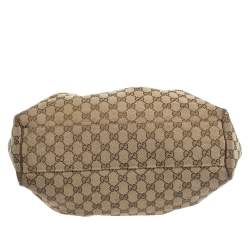 Pre Owned Gucci Beige/Brown GG Canvas and Leather Sukey Tote
