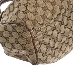 Pre Owned Gucci Beige/Brown GG Canvas and Leather Sukey Tote