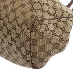 Pre Owned Gucci Beige/Brown GG Canvas and Leather Sukey Tote