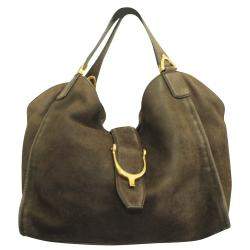 gucci women's brown stirrup leather shoulder bag