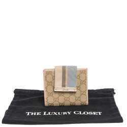 Gucci Beige/Pink GG Canvas French Flap Wallet