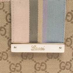 Gucci Beige/Pink GG Canvas French Flap Wallet