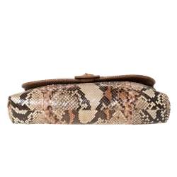 مملوكة مسبقًا Gucci Brown/Beige Leather and Python Marrakech Clutch