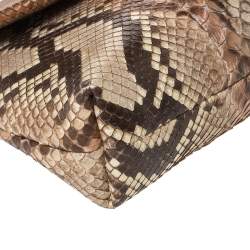 مملوكة مسبقًا Gucci Brown/Beige Leather and Python Marrakech Clutch