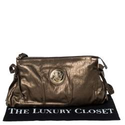 Pre Owned حقيبة كلتش غوتشي هيستريا جلد أخضر زيتوني ميتاليك