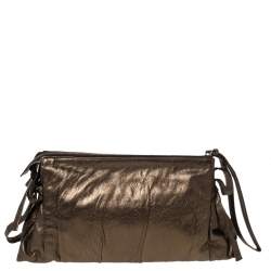 Pre Owned حقيبة كلتش غوتشي هيستريا جلد أخضر زيتوني ميتاليك