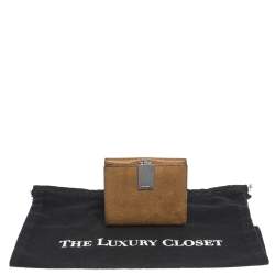 Pre Owned محفظة غوتشي فنتدج كليب كومباكت جلد ثعبان كارونغ بنية فاتحة